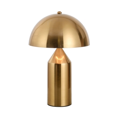 Mushroom Shaped Nightstand Light Postmodern Metal 2-Bulb Antiqued Gold Table Lamp, 10