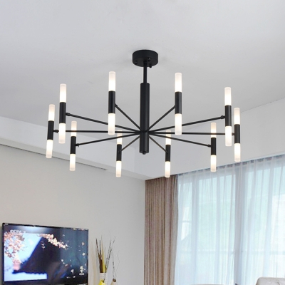 Radial Acrylic Ceiling Chandelier Contemporary 20/40 Lights Black/Gold Hanging Pendant for Living Room