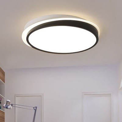 Round Ceiling Mount Light Fixture Minimalist Acrylic Bedroom LED Flushmount Lighting in Black