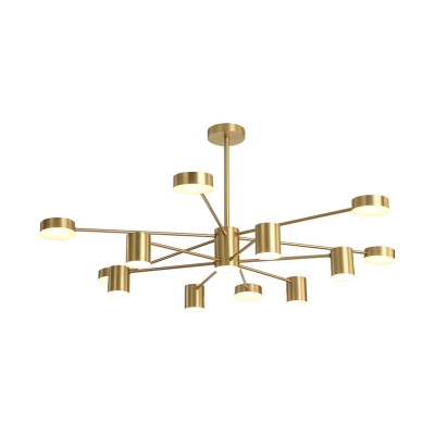 Sputnik Bedroom Hanging Chandelier Metal 8/10/12 Heads Post-Modern Suspension Light in Black/Gold