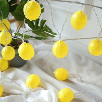 4.9/9.5ft Artistry Lemon String Lamp Plastic 10/20-Head Bedroom LED Battery Christmas Light in Yellow