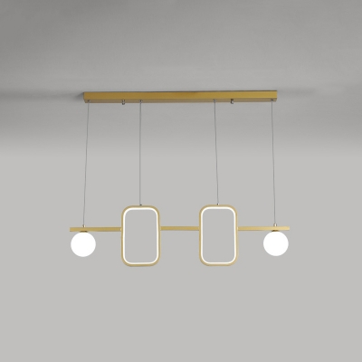 Black/Gold Symmetric Island Pendant Light Novelty Modern Opal Ball Glass LED Hanging Lamp, White/3 Color Light/Remote Control Stepless Dimming