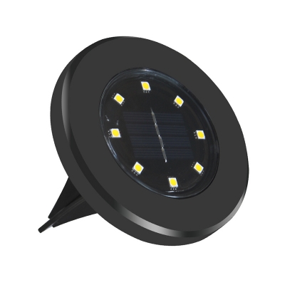 Black Round Underground Lamp Simple Plastic Solar LED Pathway Light in Warm/White Light