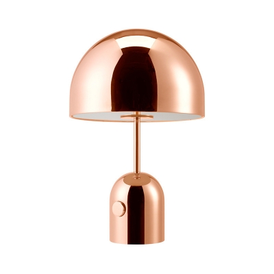 Copper Hemisphere Night Table Lamp Mid-Century 1-Light Metal Nightstand Light for Dining Room