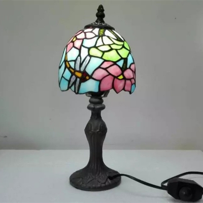 Lotus/Sunflower/Flower Night Light 1 Head Hand Rolled Art Glass Tiffany Table Lamp in Green/White/Red for Bedroom