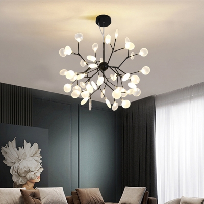 Modern Twig Ceiling Chandelier Acrylic 36/45 Bulbs Bedroom Hanging Pendant Light in Gold