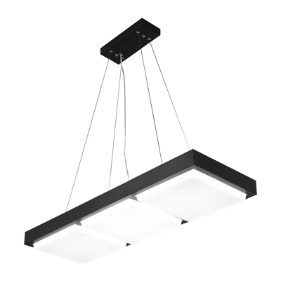 Nordic Rectangular Hanging Lamp Acrylic Dining Room Suspended Lighting Fixture in Black/White