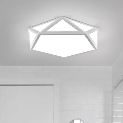 Pink/White/Green Pentagon Flush Mount Light Macaron 1 Bulb Acrylic Ceiling Light Fixture, Small/Large