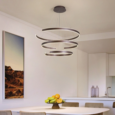 Small/Large C Shaped Chandelier Minimalistic Acrylic Gold/Coffee LED Ceiling Pendant Lamp in Warm/White Light