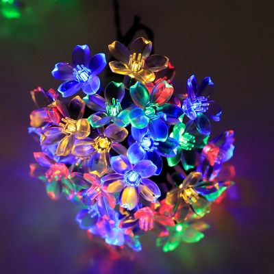16.4/21.3/23ft Art Deco Cherry Solar LED Light Strip Plastic 20/30/50-Head Garden Festive Lamp in Clear, Warm/White/Multicolored Light