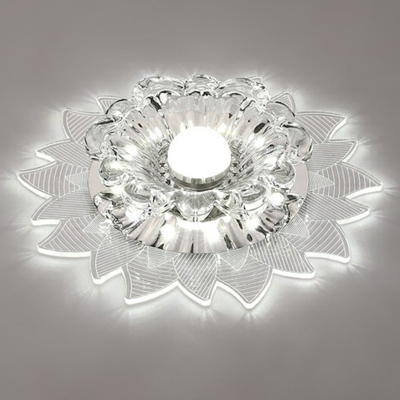 3/5w Sunflower Corridor Flush Mounted Lamp Clear Crystal Modernist LED Ceiling Fixture in Warm/White/Multi-Color Light
