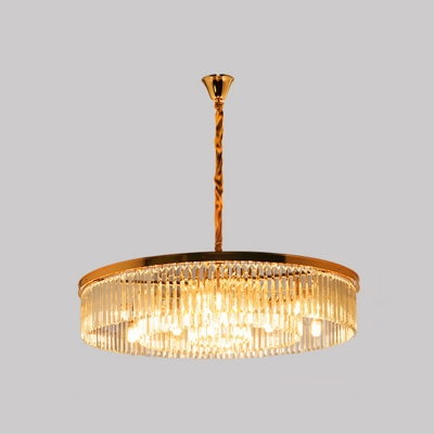 4/8/12 Bulbs Dining Room Chandelier Postmodern Black/Gold Pendant Light with Round Cut Crystal Shade, 19.5