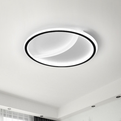 Acrylic Moon Shaped Ceiling Lamp Simplicity Black LED Flush Mount Light in Warm/White Light