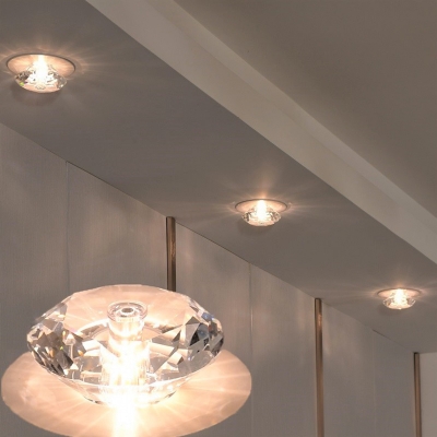 Clear Diamond-Shape Flush Mount Lighting Simplicity Beveled Crystal LED Ceiling Fixture in Warm/Natural Light