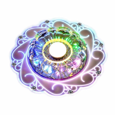 Floral Swirl LED Ceiling Flush Light Contemporary Crystal Clear Flushmount in Purple/Blue/Multi-Color Light, 3/5w