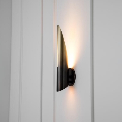 Gold/Fading Black Cut-Tube Sconce Light Postmodern Single Metal Wall Mount Lighting for Living Room
