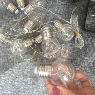 Silver Bulb Solar String Lighting Minimalist 9.8ft 100-Head Clear Glass Festive Lamp in Warm/White/Multi-Color Light