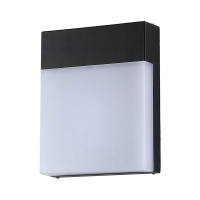Simple Rectangle Outdoor Wall Mount Metal Foyer LED Wall Sconce Light in Black, Warm/White Light