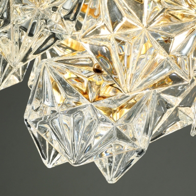 Snowflake Shaped Crystal Chandelier Post-Modern 3/7-Head Gold Finish Hanging Light Kit, 12