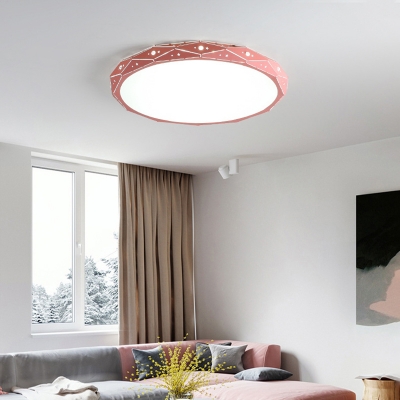 Ultrathin Round Laser Cut Ceiling Light Nordic Acrylic Bedroom LED Flush Mount in Black/White/Pink, Small/Large