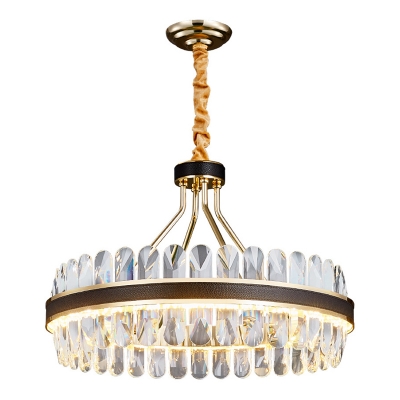 1/2/3-Tier K9 Crystal Pendant Chandelier Postmodern Gold and Black LED Ceiling Light for Living Room