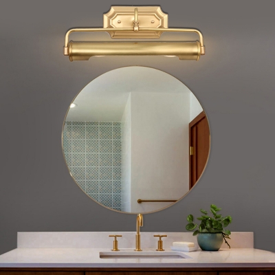 2 Bulbs Tube Vanity Wall Lamp Traditional Gold Metal Small/Large Wall Mounted Lighting Fixture