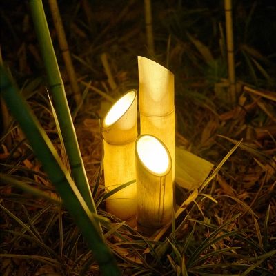 Bamboo Culm Shaped Outdoor Landscape Lamp Resin Decorative Solar/Wiring LED Ground Light in Green, 12