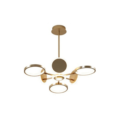 Black/Gold Multi-Circles LED Chandelier Contemporary 6/8/12-Head Metal Hanging Ceiling Light for Living Room