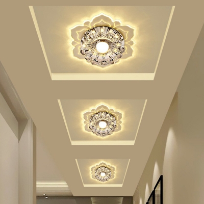Blossom Ceiling Mounted Light Modern Clear Crystal Hallway LED Flushmount in Warm/White/Pink Light, 3/5w