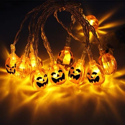 Clear Halloween Pumpkin Festive Lamp Artistic 10/20/40 Lights Plastic Battery LED Light String, 6.5/9.8/19.6ft