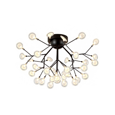 Firefly Flush Mount Ceiling Lamp Nordic Acrylic 15/27/54-Head Living Room Flush-Mount Light in Black/Gold