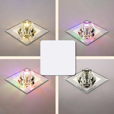 Gem Shaped Corridor Flush Light Crystal Minimalist LED Ceiling Mounted Lamp in Black/Clear/Tan, Warm/White Light/Third Gear