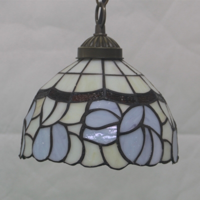 Hand Cut Glass White Drop Pendant Bowl Shaped 1-Bulb Tiffany Style Ceiling Hang Light