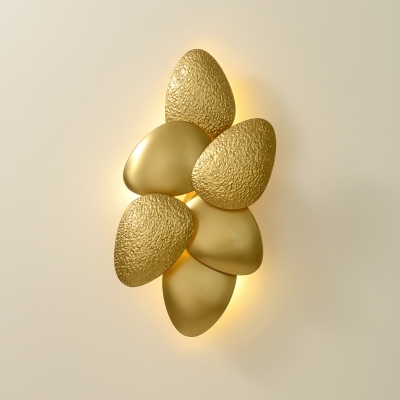 Hand-Worked Pebble Wall Light Postmodern Metal 3/6/8 Bulbs Dining Room Wall Mount Fixture in Brass, 9.5