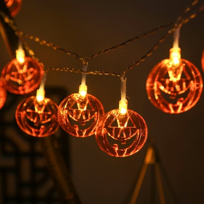 Kids Pumpkin Slice Halloween Lamp Plastic 20/30/60 Heads Outdoor Solar LED String Light in Black, 21.3/23/36ft