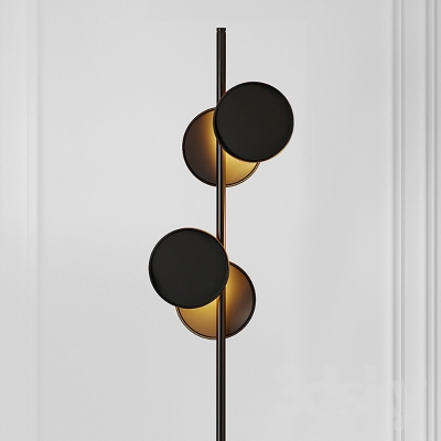 Metal Circle Standing Floor Lamp Postmodernist 2-Light Black Floor Light for Living Room