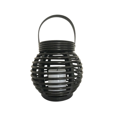 Metal Globe Solar Lawn Light Modern Black Handled LED Pendant Lamp for Patio, 3.5