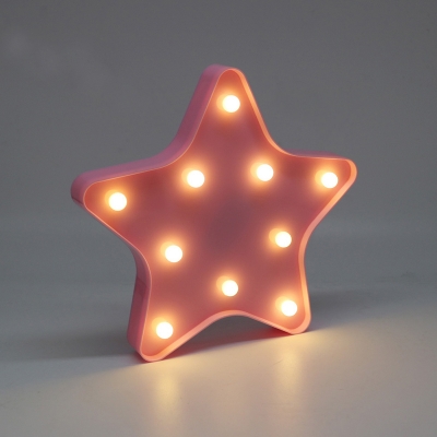 Nordic Star Shaped Battery Night Light Plastic Bedside LED Wall Night Lamp in Blue/Pink/White