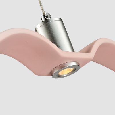 Pink/Yellow Seagull Pendant Light Fixture Macaron Metal LED Ceiling Hang Lamp for Dining Room