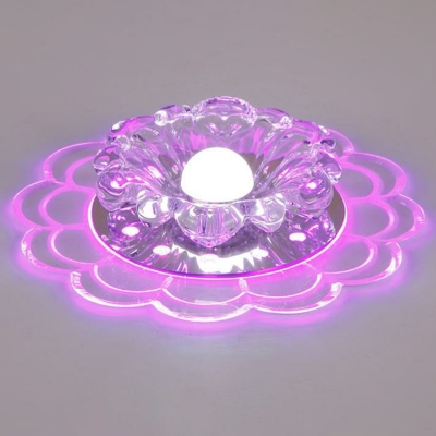 Scalloped Aisle Ceiling Mount Light Clear Crystal Modern LED Flush Lamp in Warm/White/Multi-Color Light, 3/5w