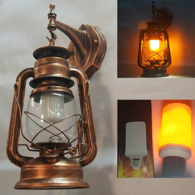 Single-Bulb Wall Hanging Lamp Nautical Dining Room Wall Lighting with Kerosene Clear Glass Shade in Black/Brass/Copper