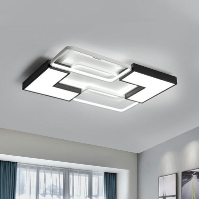 Square/Rectangle Maze Design Ceiling Lamp Modern Acrylic Black and White LED Flush Mount in Warm/White Light