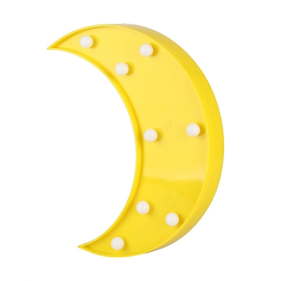 Yellow Crescent LED Night Lamp Kids Style Plastic LED Night Lighting for Bedroom Decoration