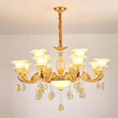 1/6/18-Light Blossom Ceiling Chandelier Traditional Gold K9 Crystal Wall Mount Light Fixture for Bedroom
