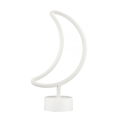 Acrylic Crescent LED Night Lamp Nordic White Battery Table Lighting in Warm/Pink Light