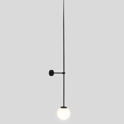Black/Gold Needle Arm Wall Lamp Minimalist 1-Light Opal Ball Glass Small/Medium/Large Sconce Light Fixture