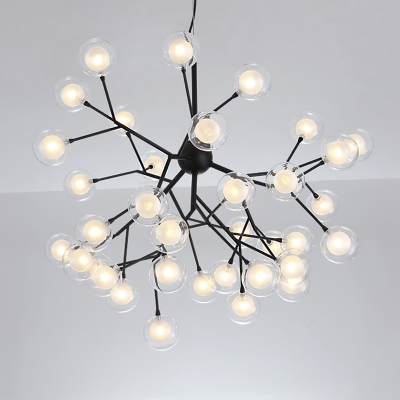 Clear Glass Molecular Chandelier Postmodern 9/27/63 Bulbs Hanging Pendant Light in Black/Gold for Restaurant