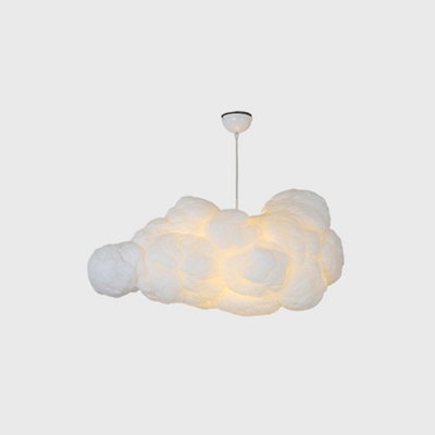 Cloud Commercial Pendant Lighting Artistic Cotton 1 Bulb Restaurant Hanging Lamp in White, 23.5