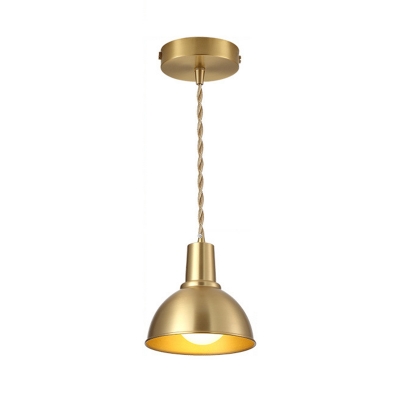 Cone/Dome Shaped Bedroom Pendant Lighting Metal 1-Light Postmodernist Suspension Lamp in Gold