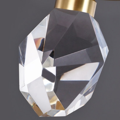 Gemstone Mini Ceiling Mount Light Postmodern Cut-Crystal LED Foyer Flush-Mount Light Fixture in Gold